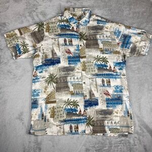 Batek Bay‎ 2XLT Mens Rayon Tropical Palm Tree Print Button Up Shirt